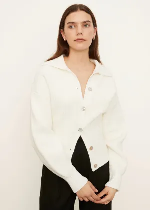 Ribbed Collar Cardigan (Optic White)