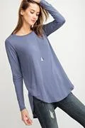 Round Neck Long Sleeve Basic Top