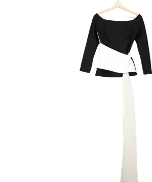 Safiyaa Black Colette Monochrome Top UK 8