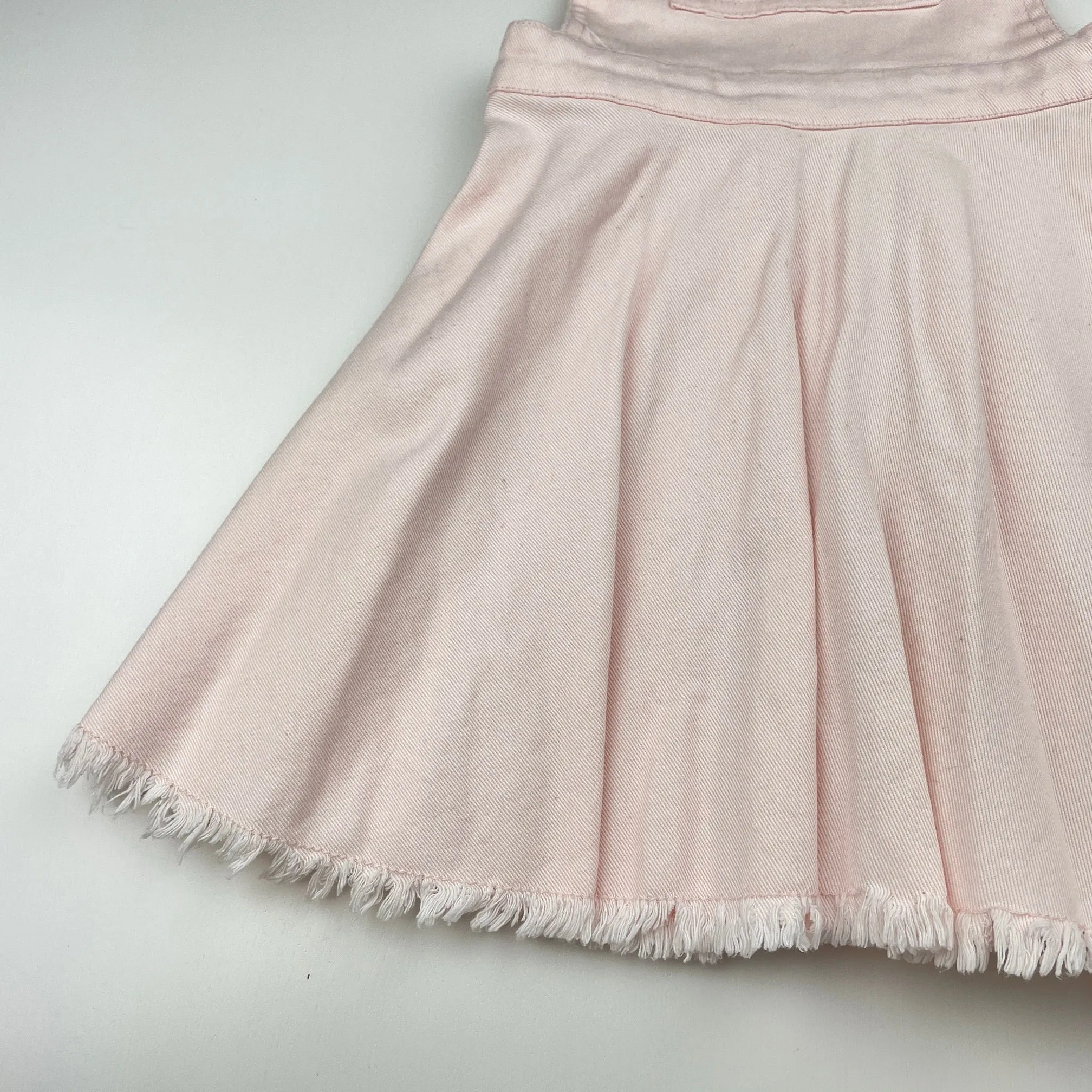 Seed pink stretch denim overalls dress / pinafore, size 6, Pre-loved