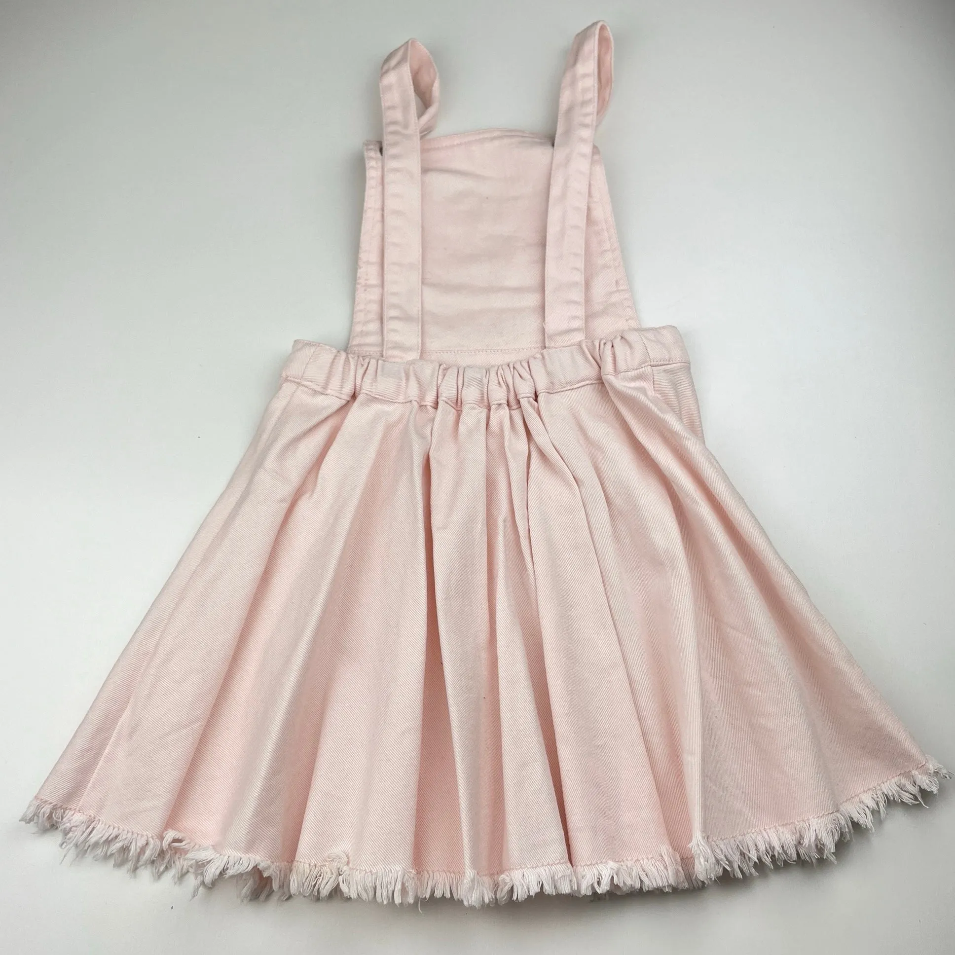 Seed pink stretch denim overalls dress / pinafore, size 6, Pre-loved