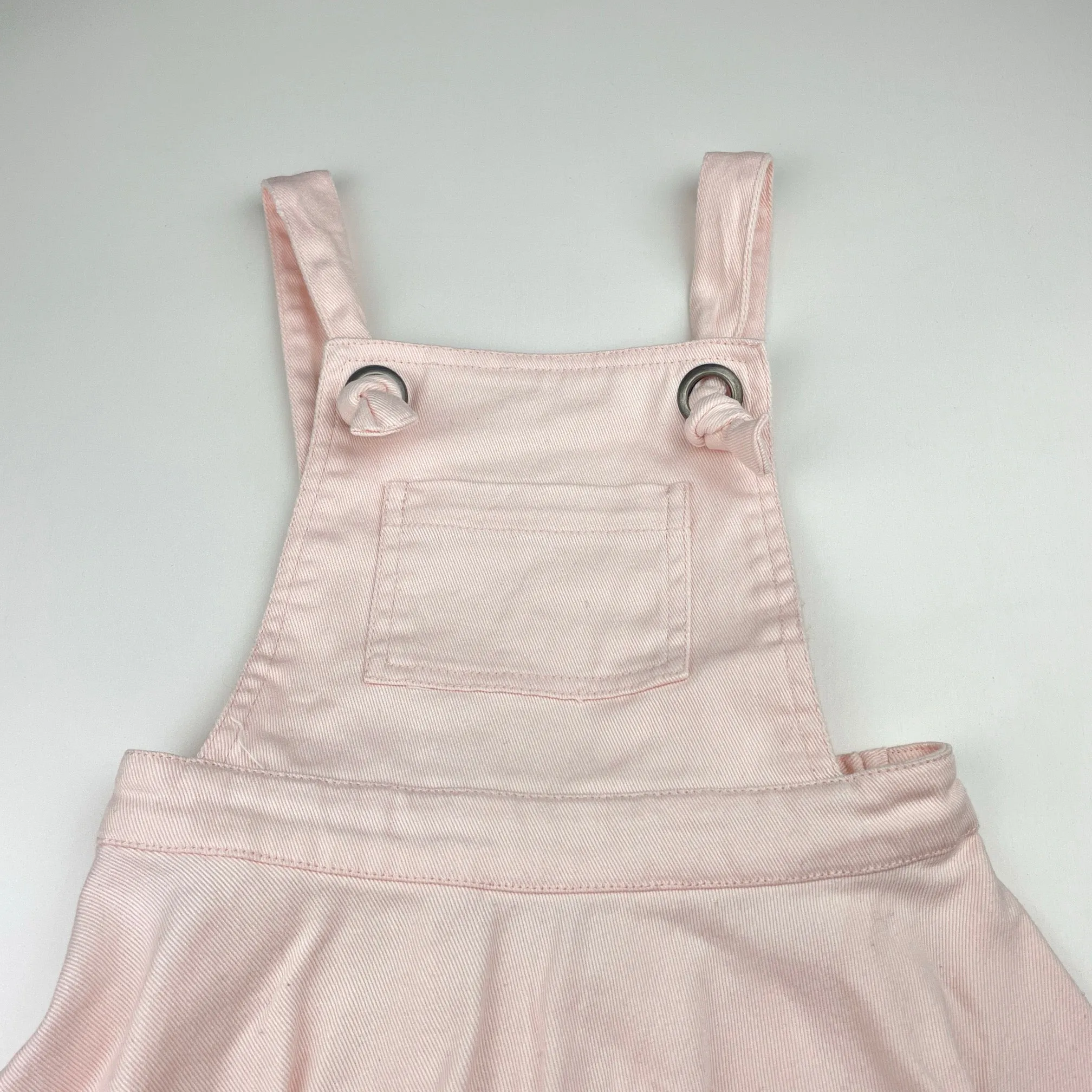 Seed pink stretch denim overalls dress / pinafore, size 6, Pre-loved