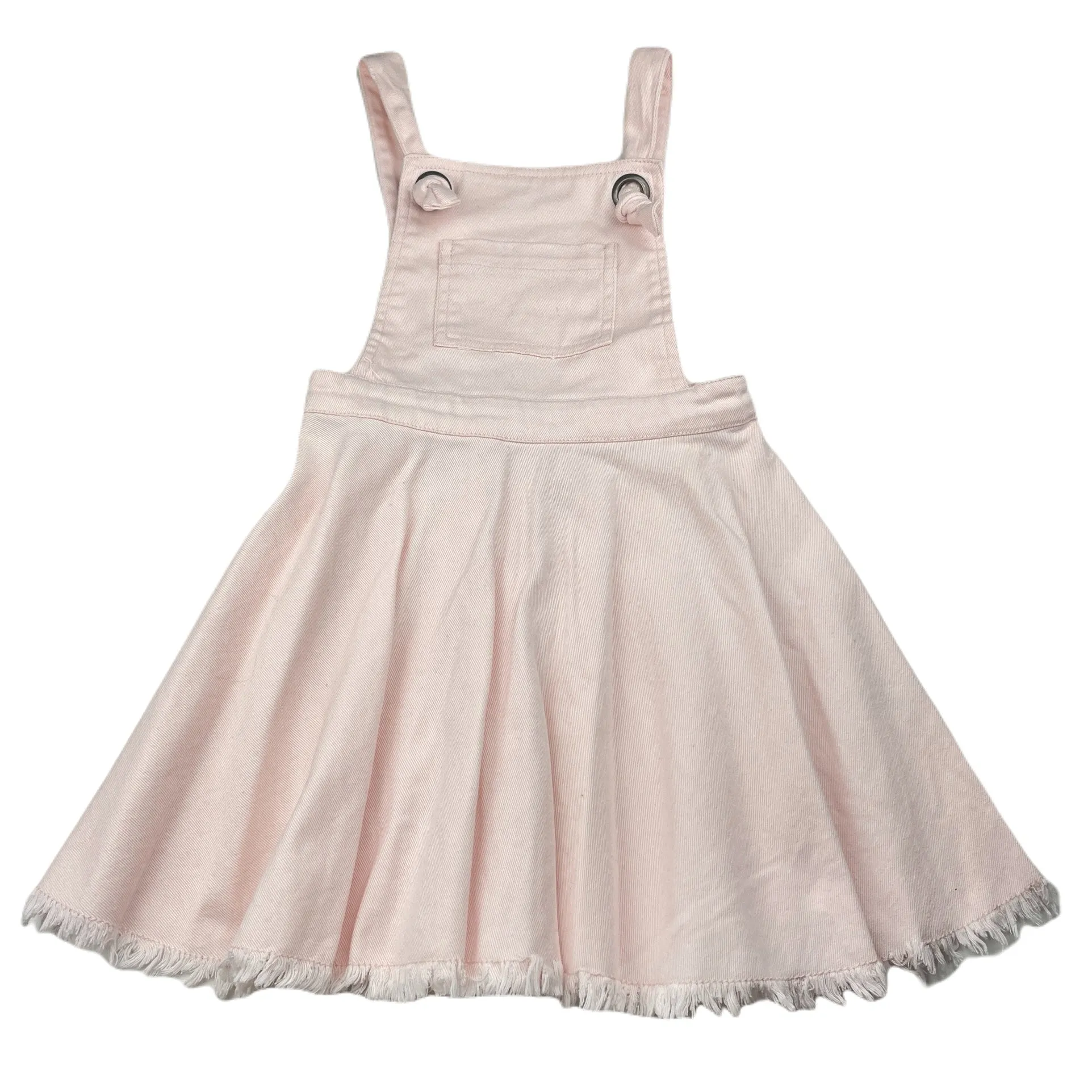 Seed pink stretch denim overalls dress / pinafore, size 6, Pre-loved
