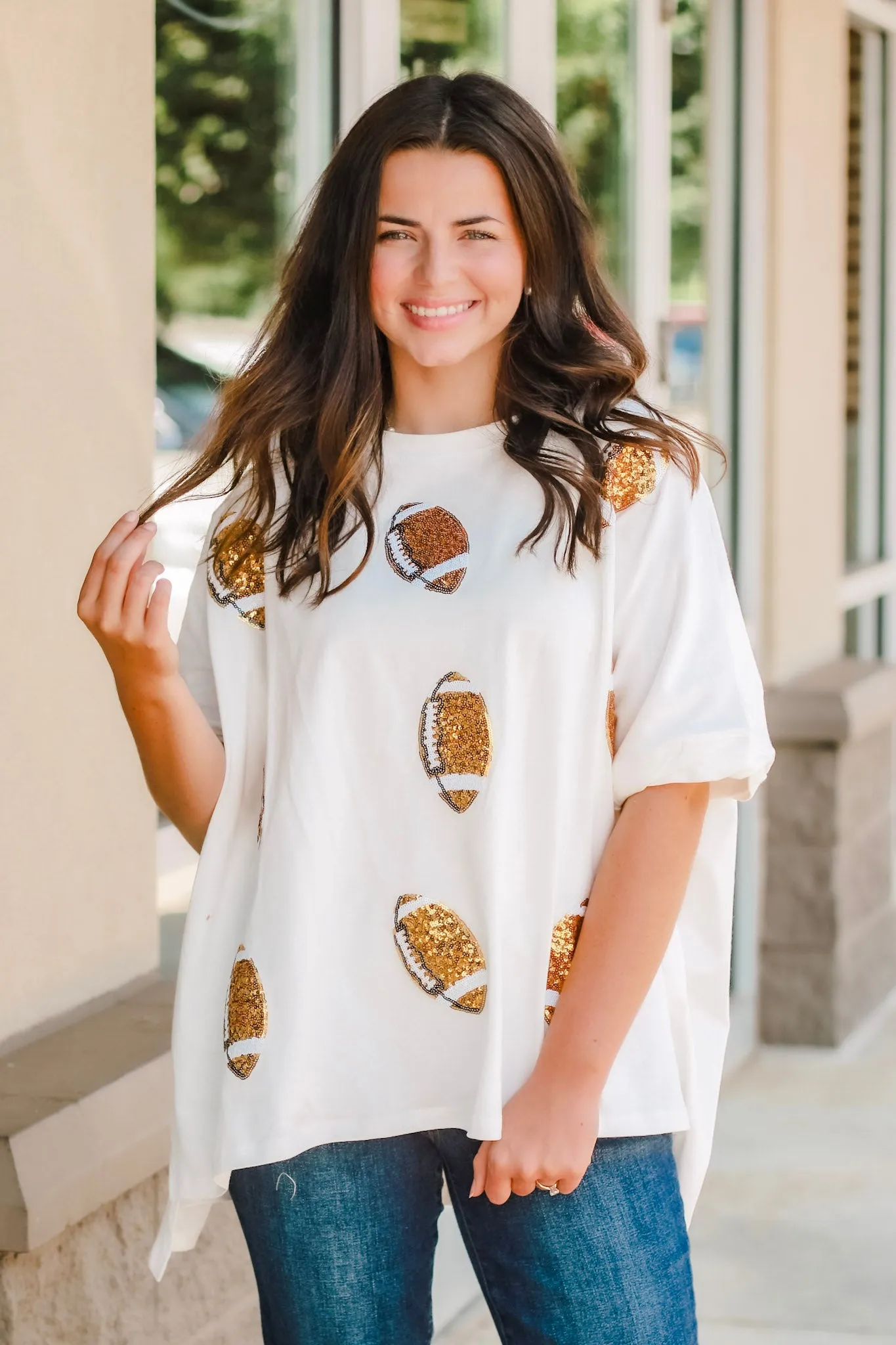 Sequins Football Oversized Top