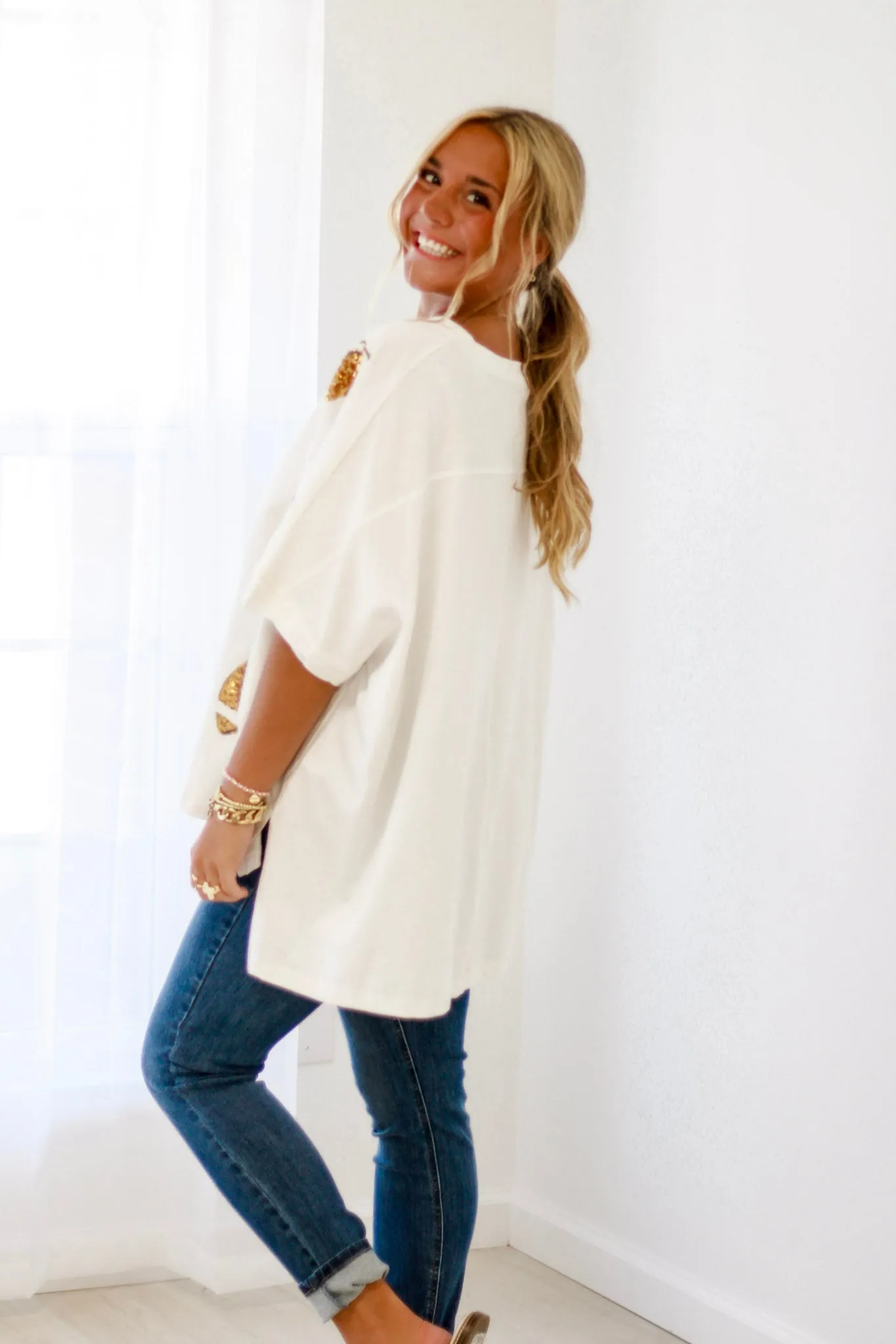 Sequins Football Oversized Top
