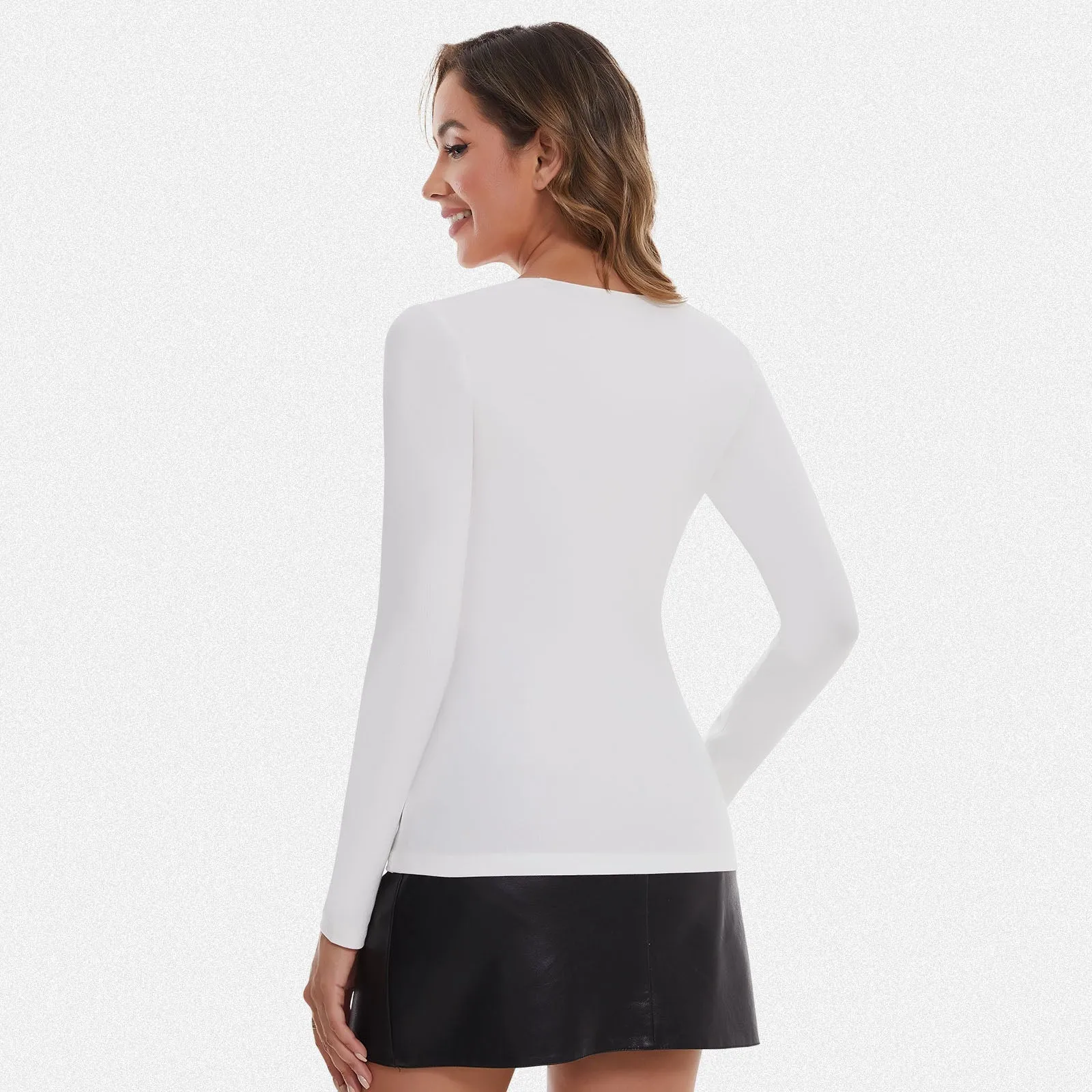 Shaperin Long Sleeve Square Neck Tops Y2K Slim Fit Shirt