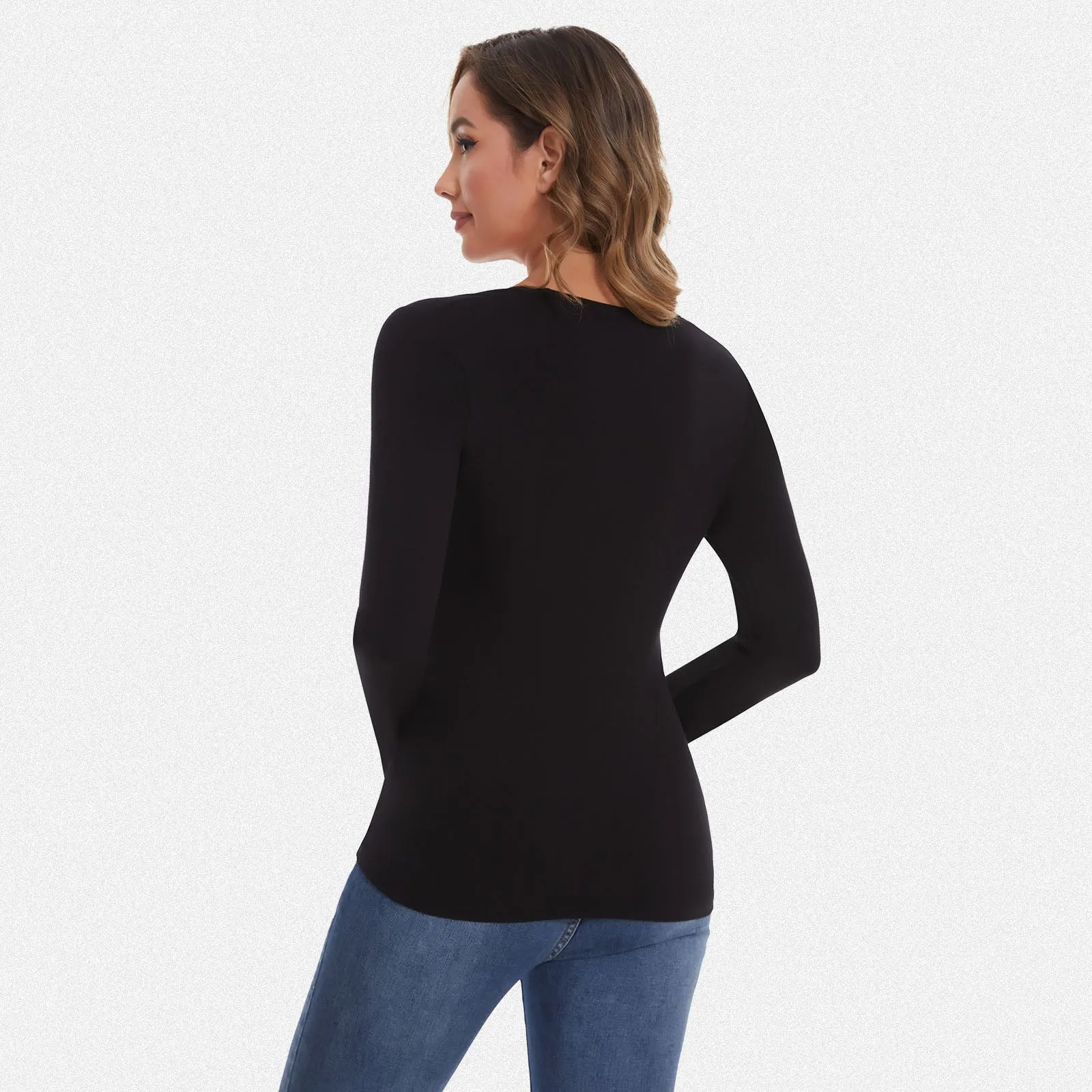 Shaperin Long Sleeve Square Neck Tops Y2K Slim Fit Shirt
