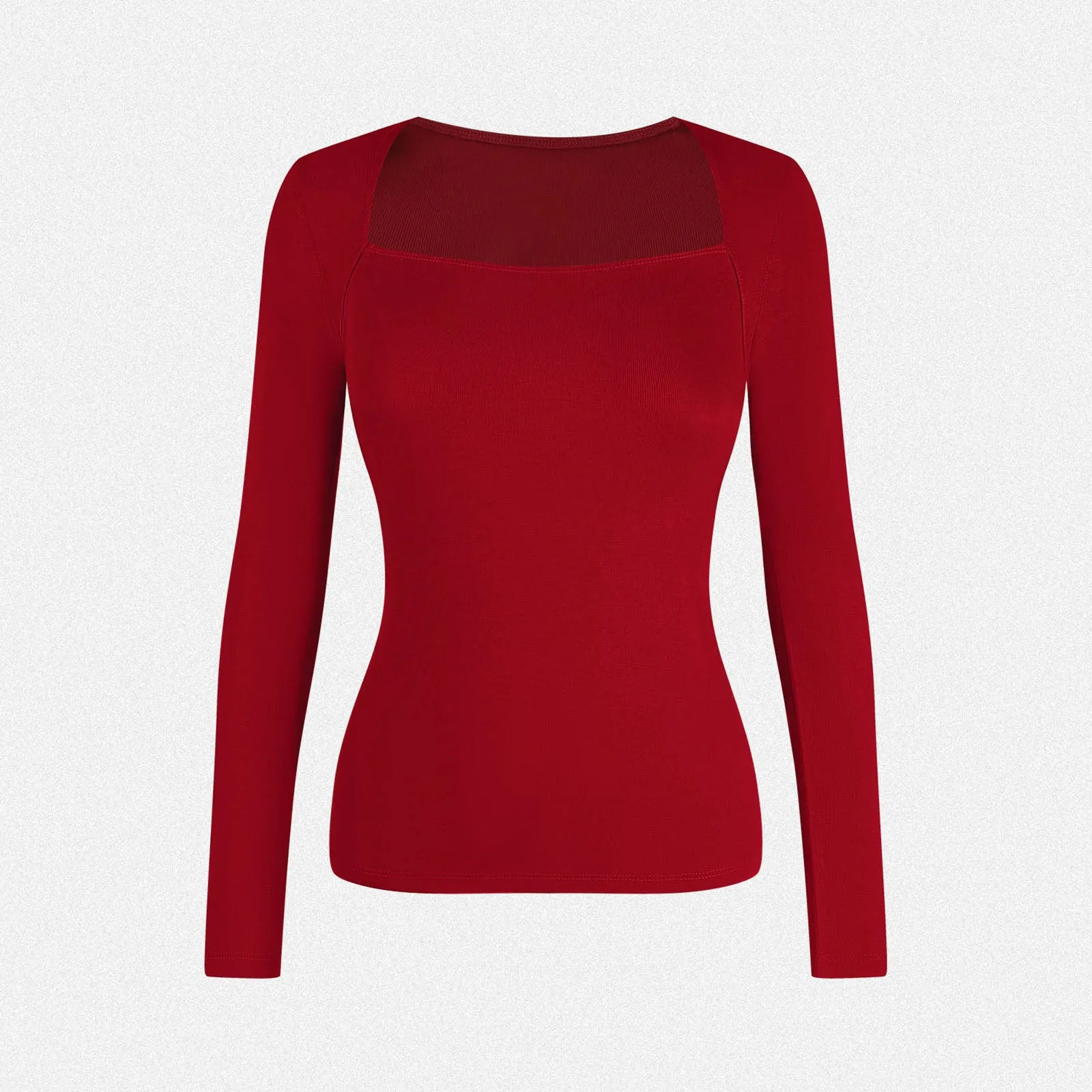 Shaperin Long Sleeve Square Neck Tops Y2K Slim Fit Shirt