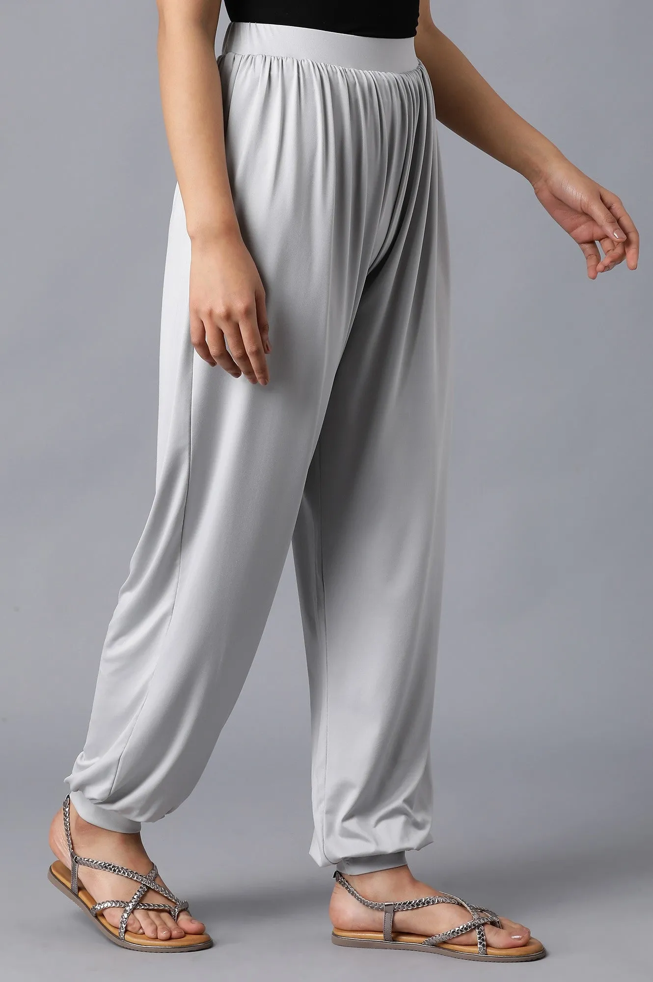 Silver Flared Harem Pants