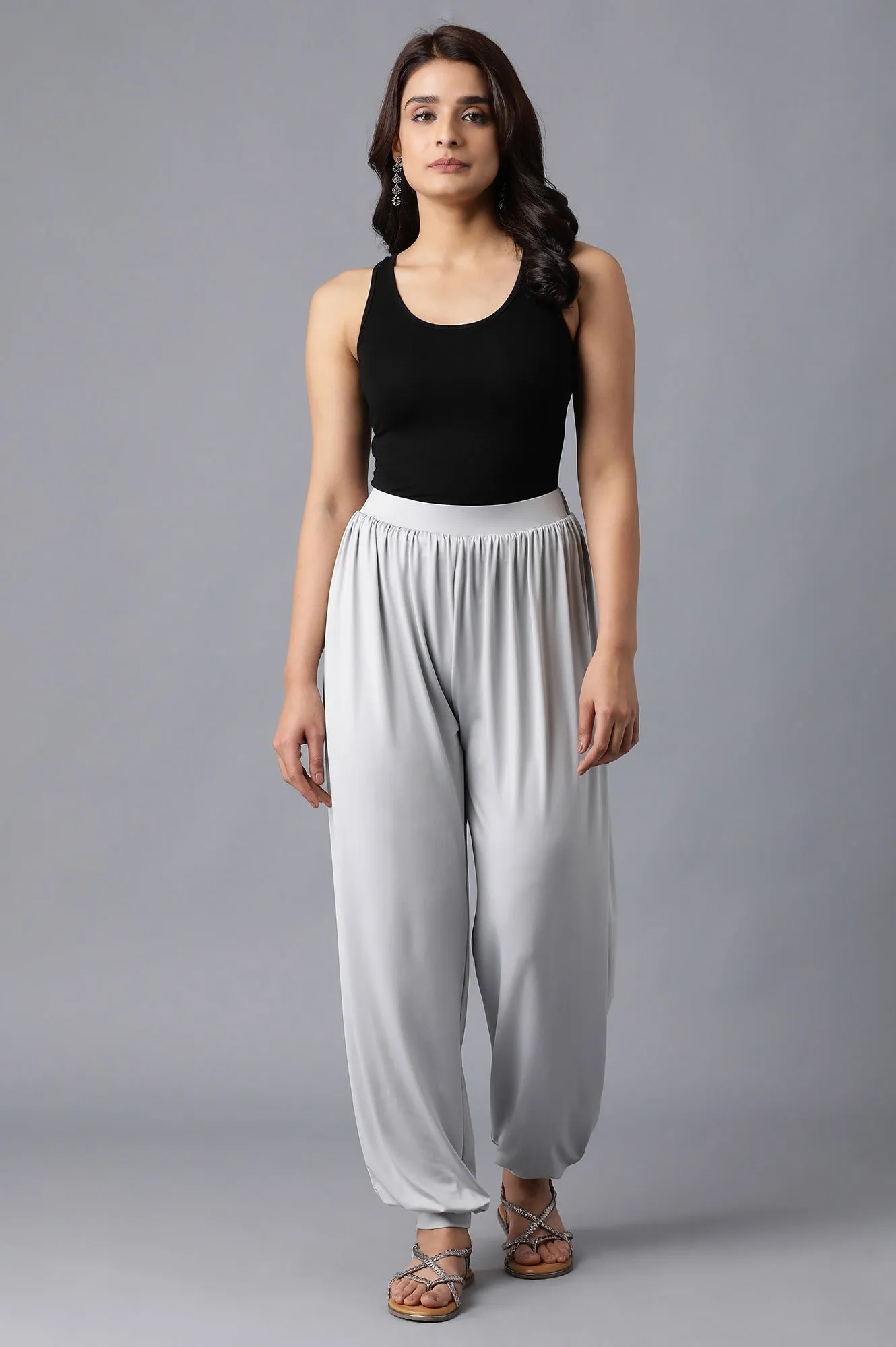 Silver Flared Harem Pants