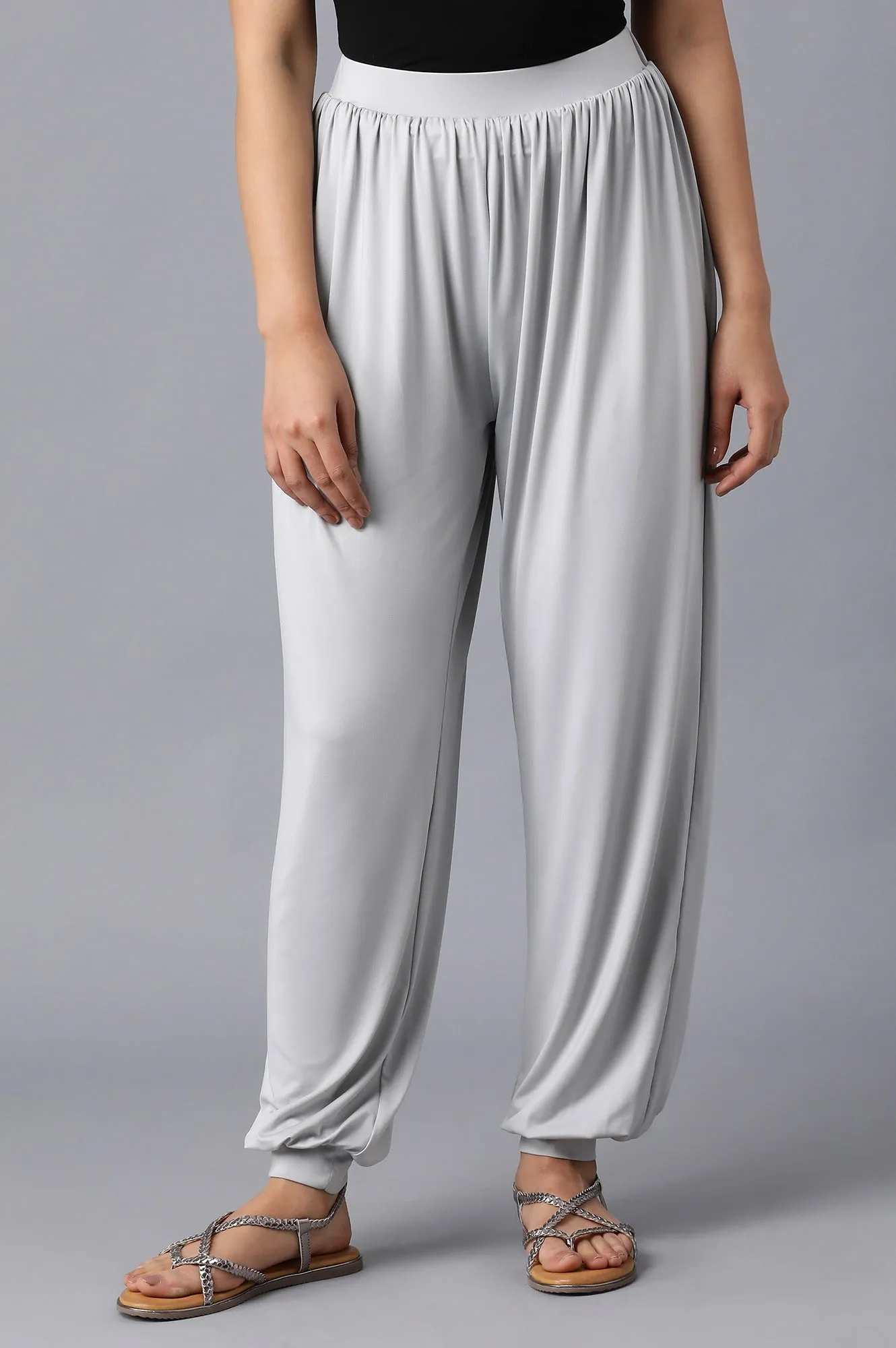 Silver Flared Harem Pants
