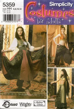 Simplicity 5359 Womens Belly Dancing Costumes Out Of Print Sewing Pattern Size 6 - 12 UNCUT Factory Folded