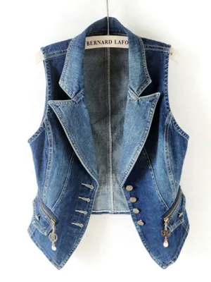 Sleeveless Short Jeans Waist coats