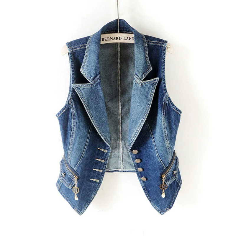 Sleeveless Short Jeans Waist coats