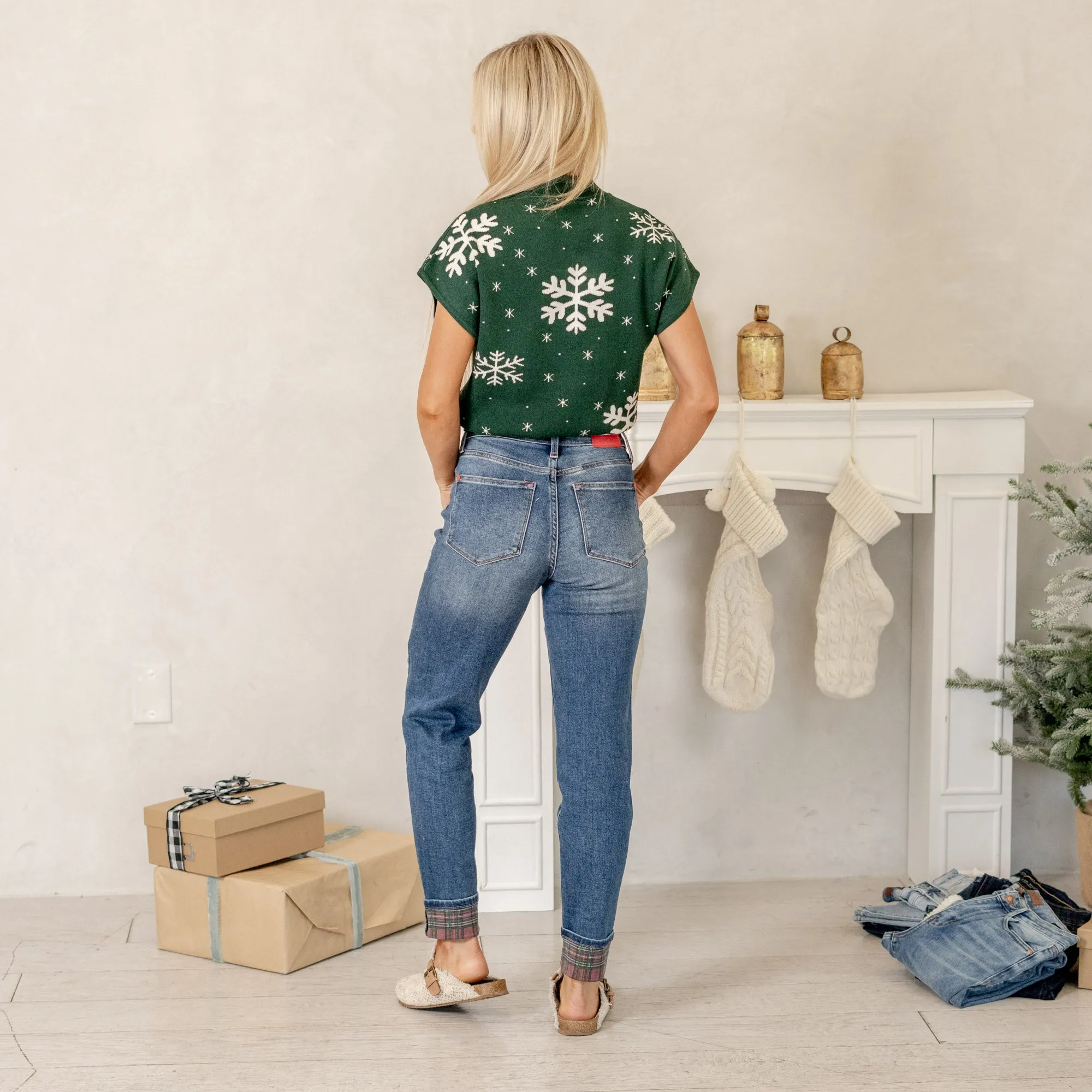 Snowflake Short Sleeve Sweater Top