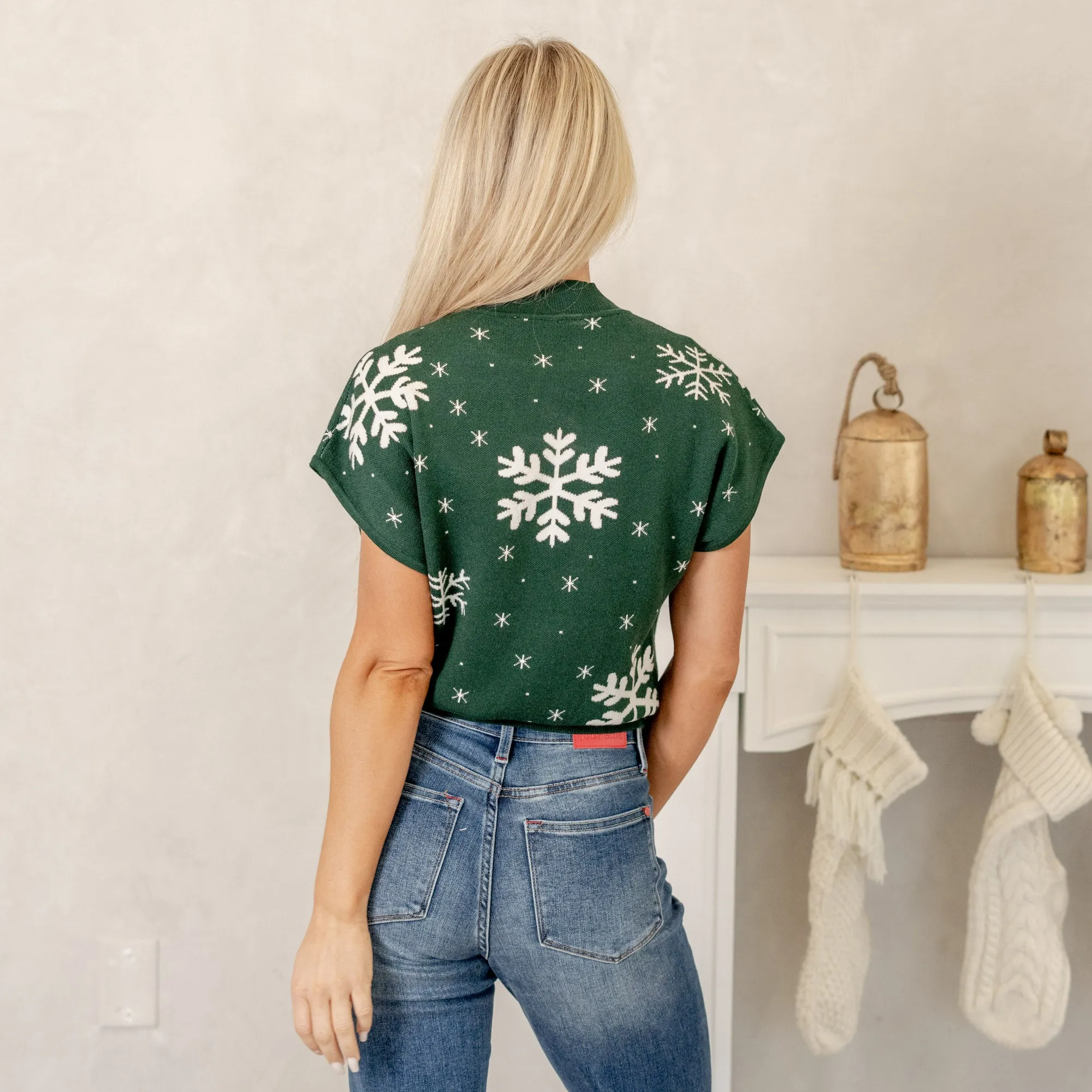 Snowflake Short Sleeve Sweater Top