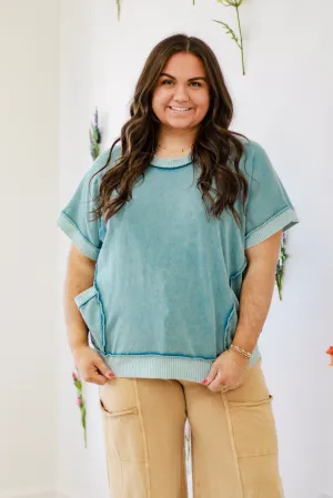 Spring Fling Mineral Wash Top in Blue