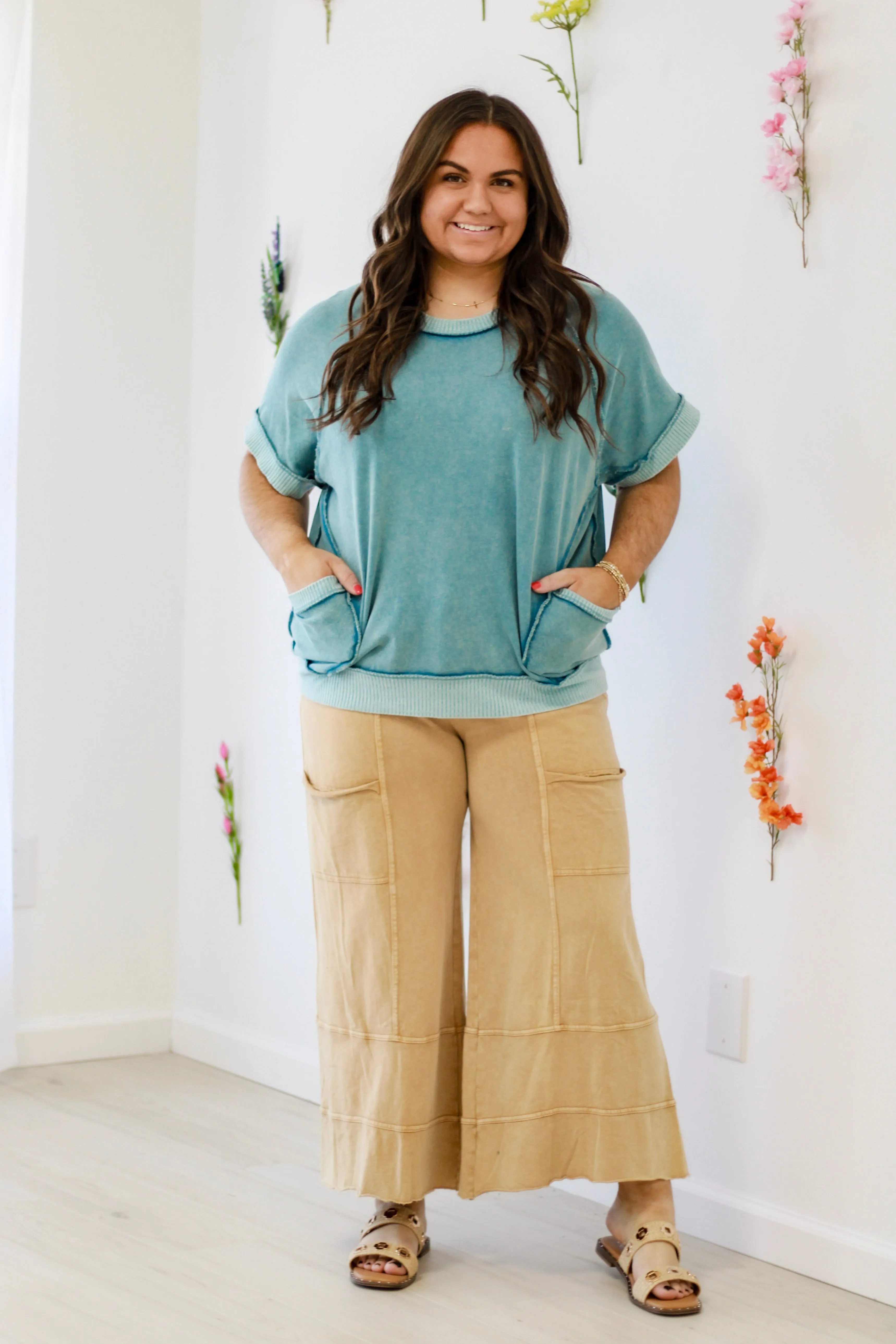 Spring Fling Mineral Wash Top in Blue