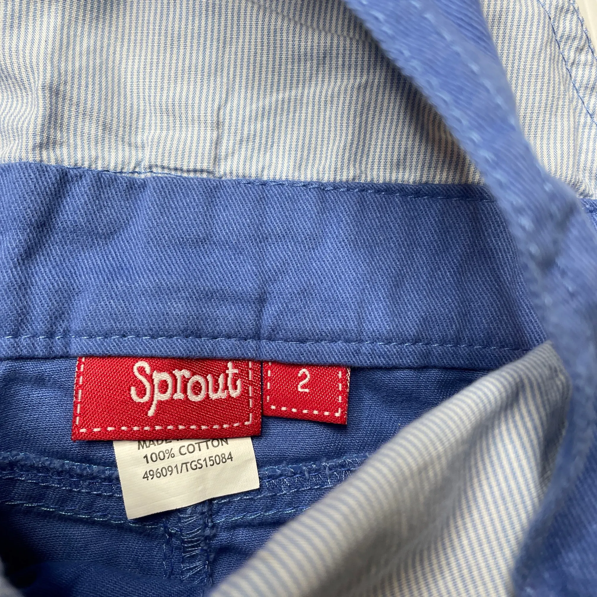 Sprout blue cotton overalls dress / pinafore, size 2, Pre-loved
