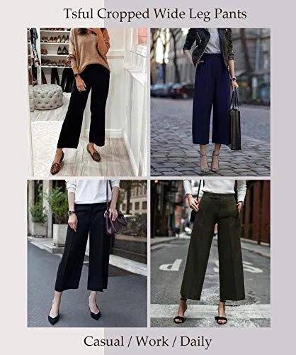 Stretchy Wide Leg Crop Pants