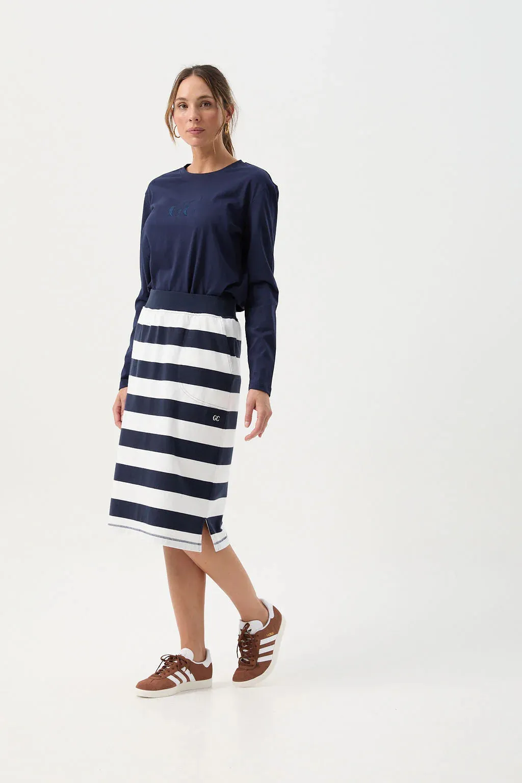 Stripe Rugby Skirt - Navy/White