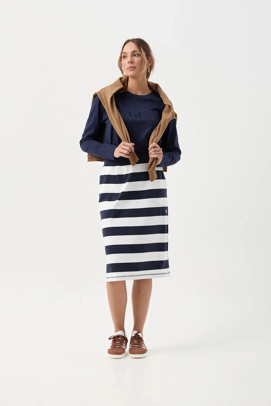 Stripe Rugby Skirt - Navy/White