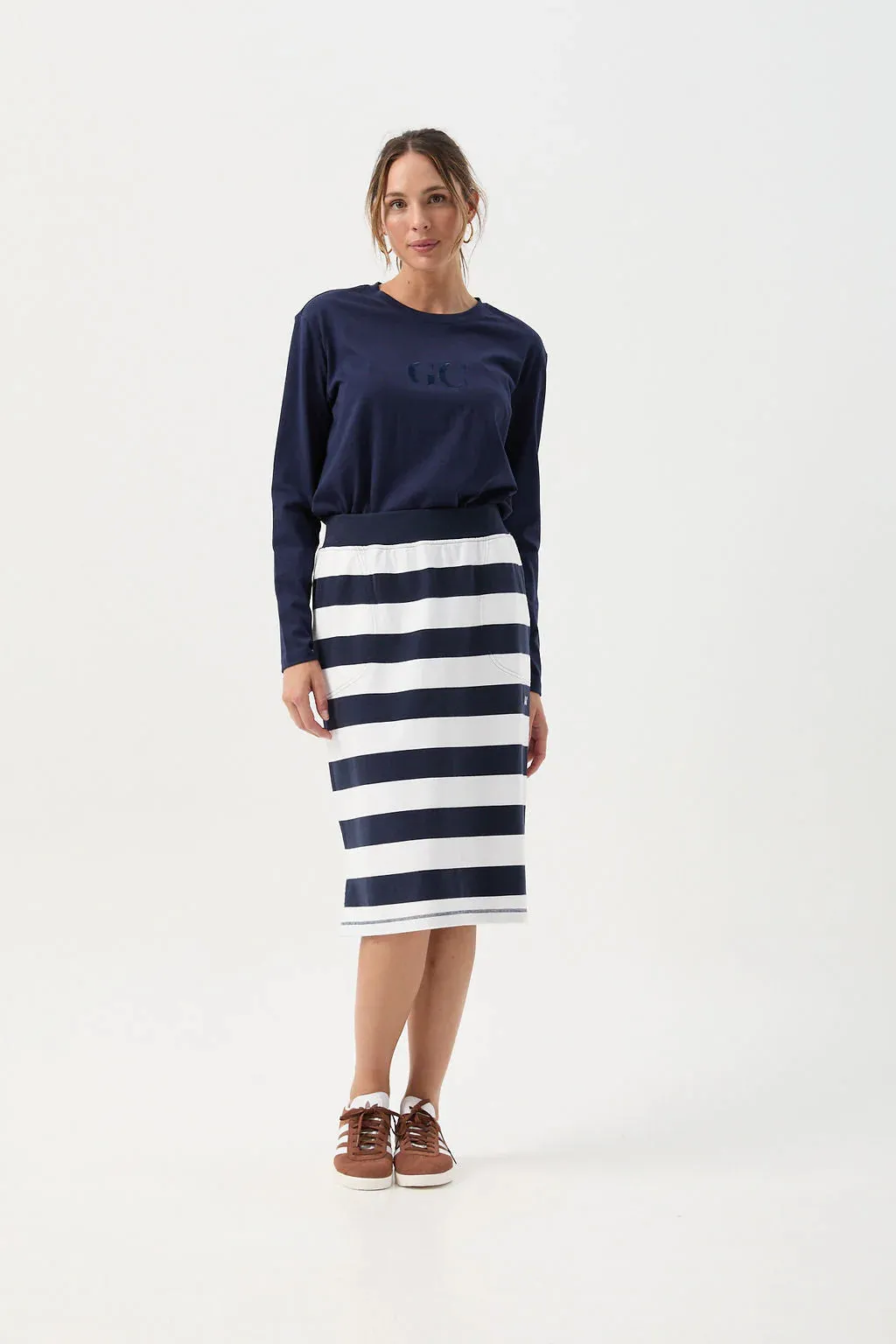 Stripe Rugby Skirt - Navy/White