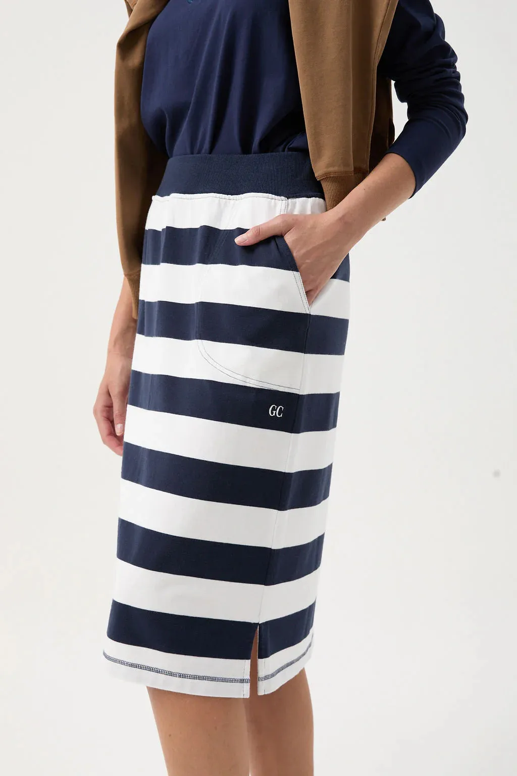 Stripe Rugby Skirt - Navy/White