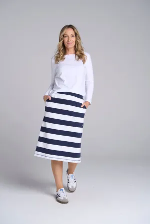 Stripe Rugby Skirt - Navy/White
