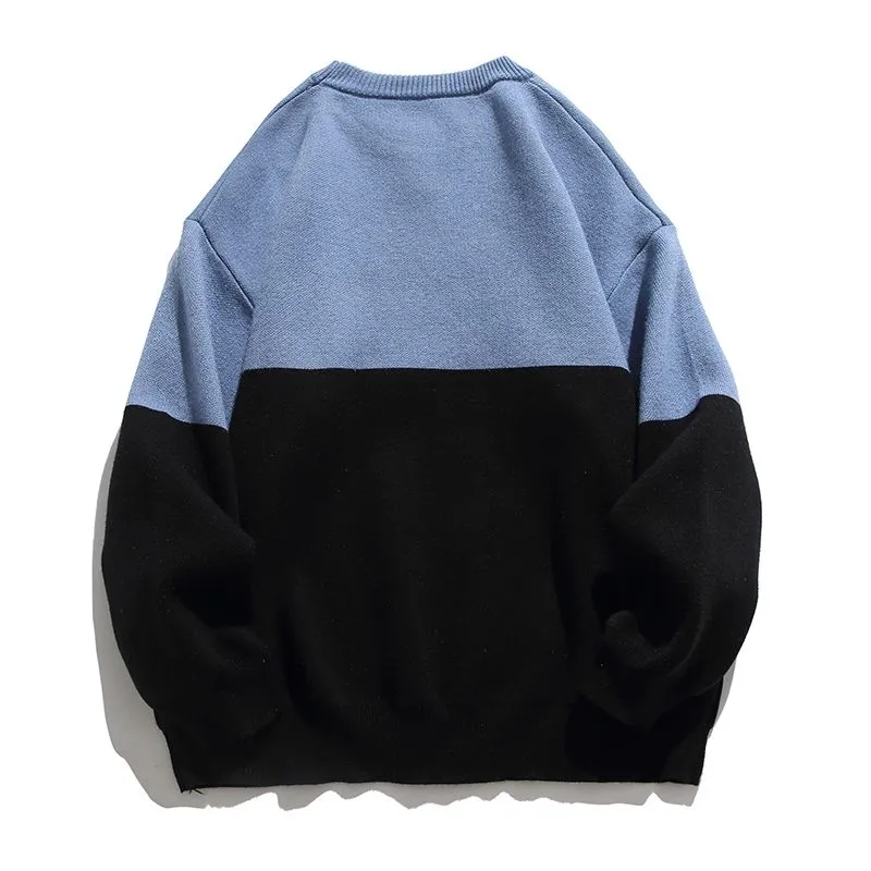 Stylish Patchwork Sweater Featuring Adorable Animal Embroidery