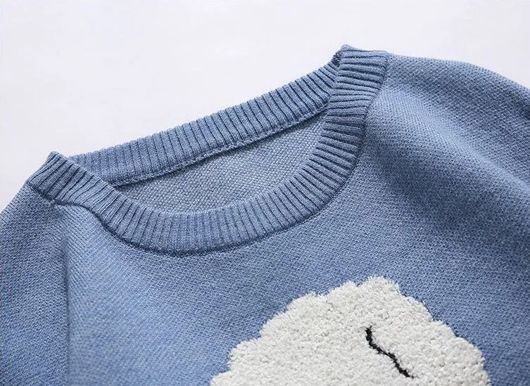 Stylish Patchwork Sweater Featuring Adorable Animal Embroidery