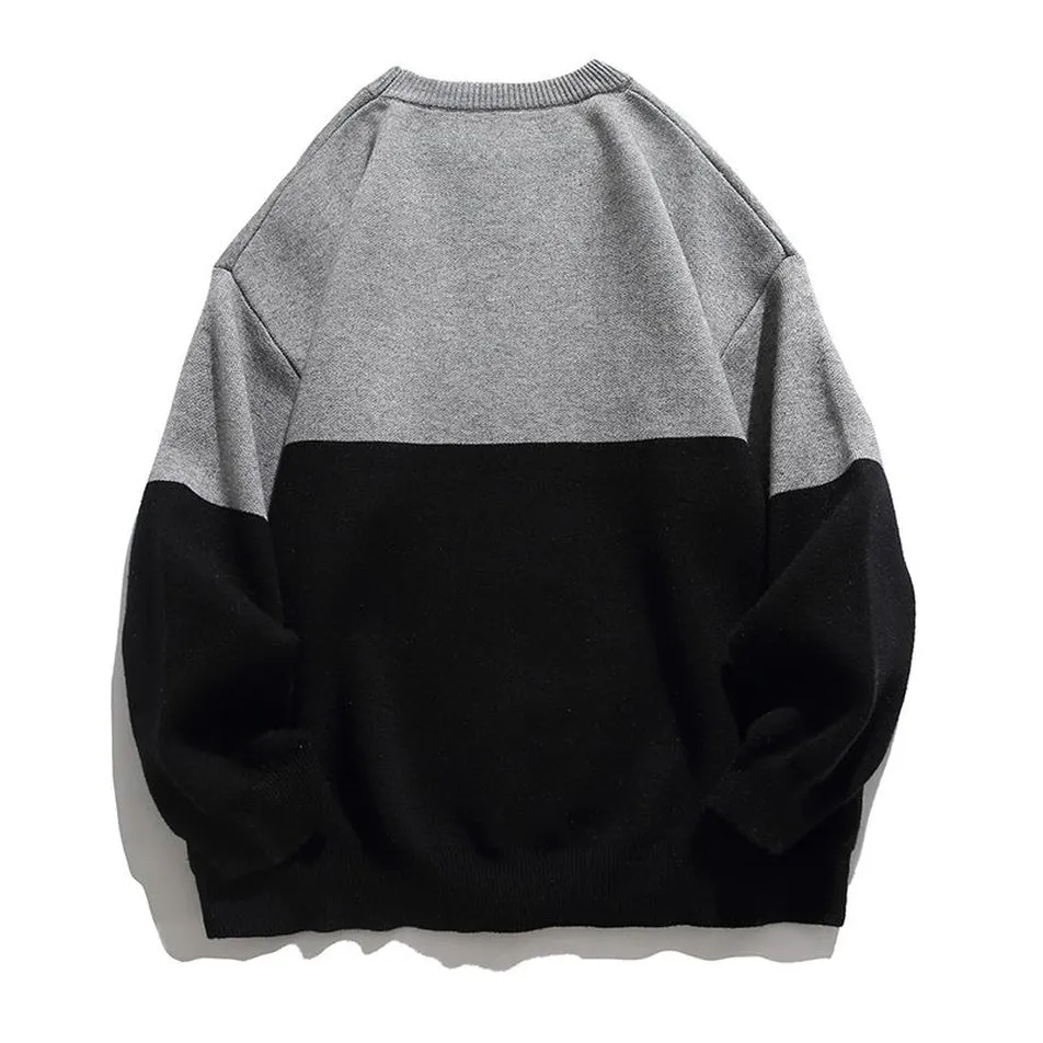Stylish Patchwork Sweater Featuring Adorable Animal Embroidery