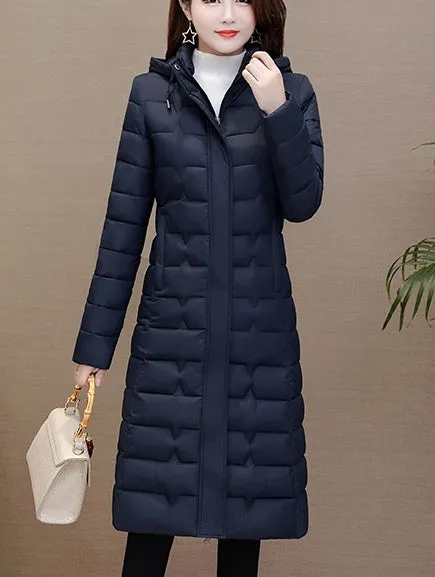 Stylish Water-Resistant Knee-Length Puffer Coat with In-Seam Pockets