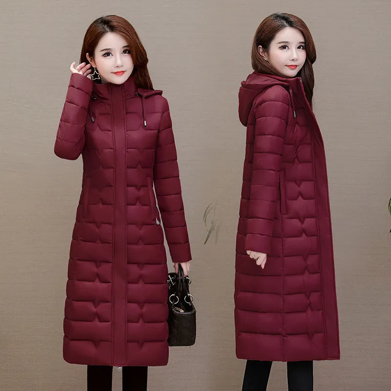 Stylish Water-Resistant Knee-Length Puffer Coat with In-Seam Pockets