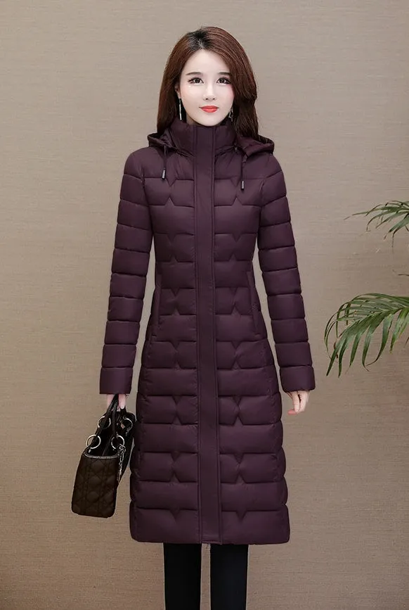 Stylish Water-Resistant Knee-Length Puffer Coat with In-Seam Pockets