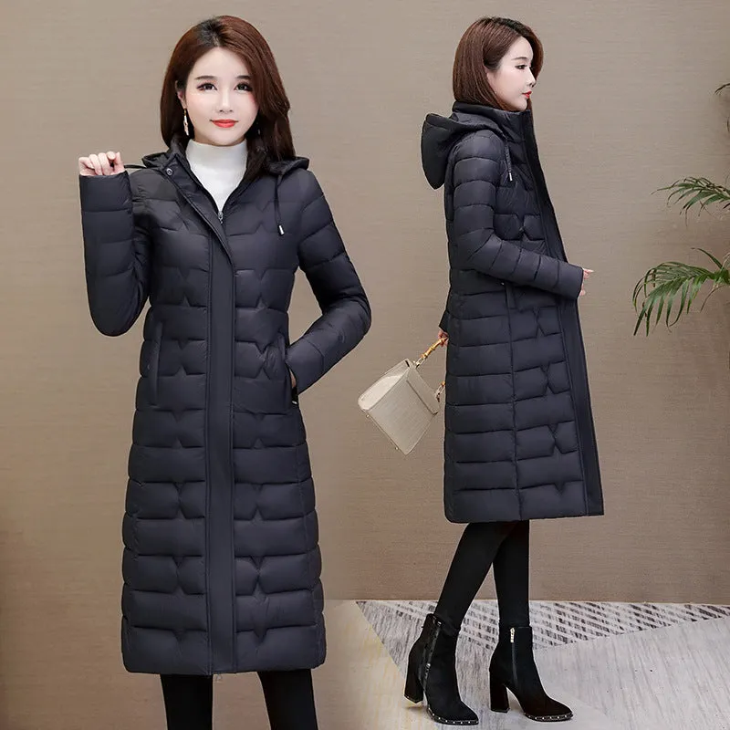 Stylish Water-Resistant Knee-Length Puffer Coat with In-Seam Pockets