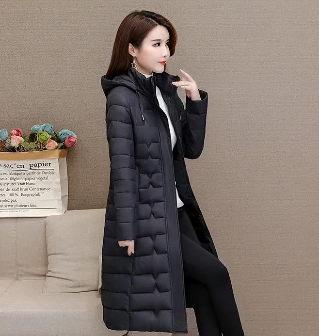 Stylish Water-Resistant Knee-Length Puffer Coat with In-Seam Pockets