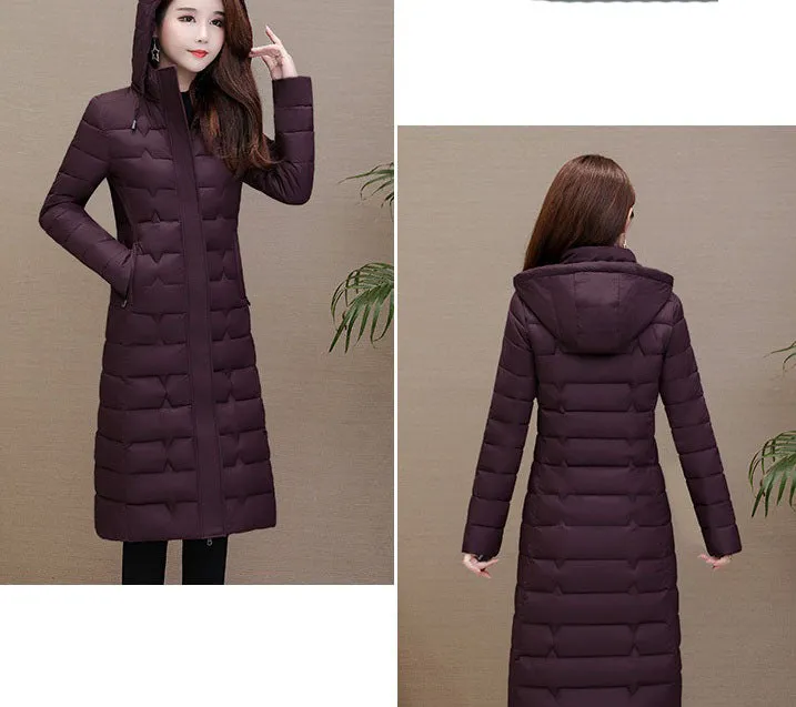 Stylish Water-Resistant Knee-Length Puffer Coat with In-Seam Pockets