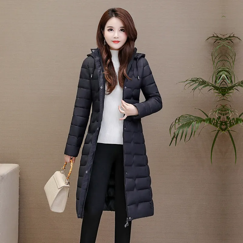 Stylish Water-Resistant Knee-Length Puffer Coat with In-Seam Pockets