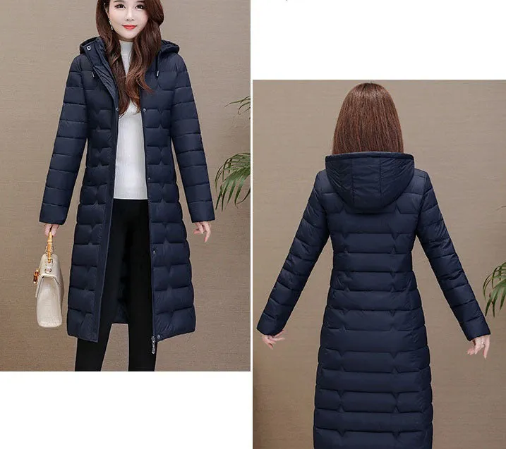 Stylish Water-Resistant Knee-Length Puffer Coat with In-Seam Pockets