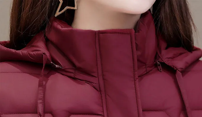 Stylish Water-Resistant Knee-Length Puffer Coat with In-Seam Pockets