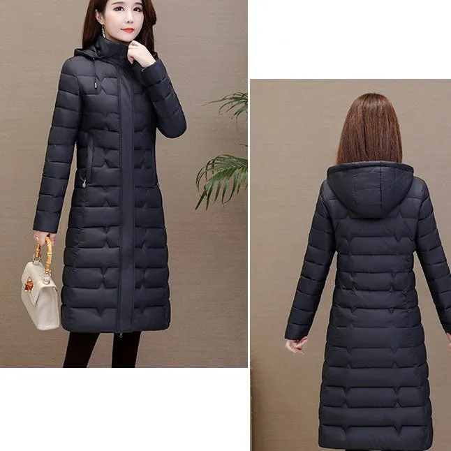 Stylish Water-Resistant Knee-Length Puffer Coat with In-Seam Pockets