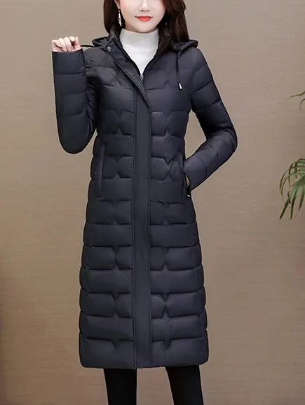 Stylish Water-Resistant Knee-Length Puffer Coat with In-Seam Pockets