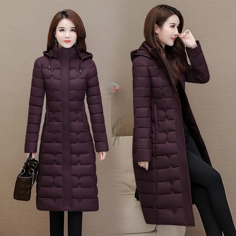 Stylish Water-Resistant Knee-Length Puffer Coat with In-Seam Pockets