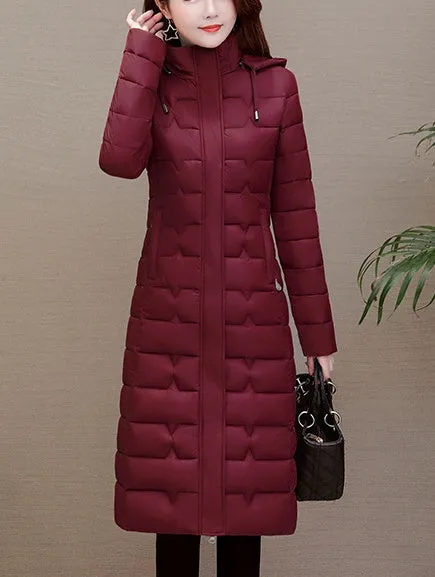 Stylish Water-Resistant Knee-Length Puffer Coat with In-Seam Pockets