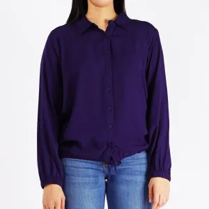 Stylistic Mr. Lee Ladies Basic Button Down Long Sleeves Woven for Women Trendy Fashion High Quality Apparel Comfortable Casual Tops for Women Regular Fit 134867 (Navy)