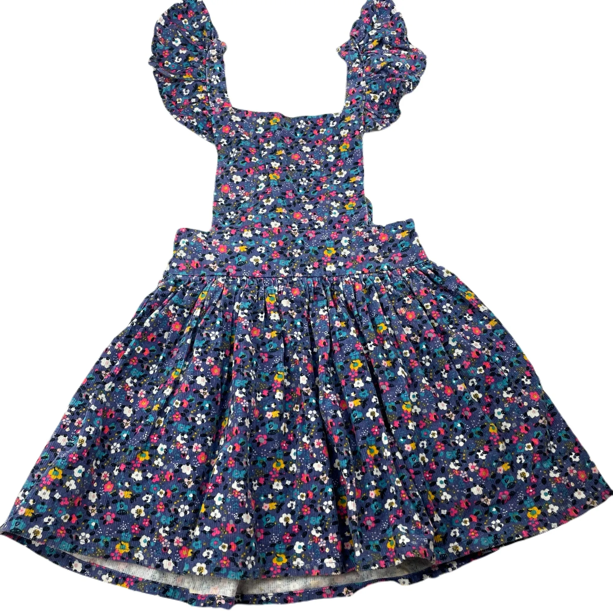 SUGAR PLUM TREE floral corduroy cotton overalls dress / pinafore, size 4, Pre-loved