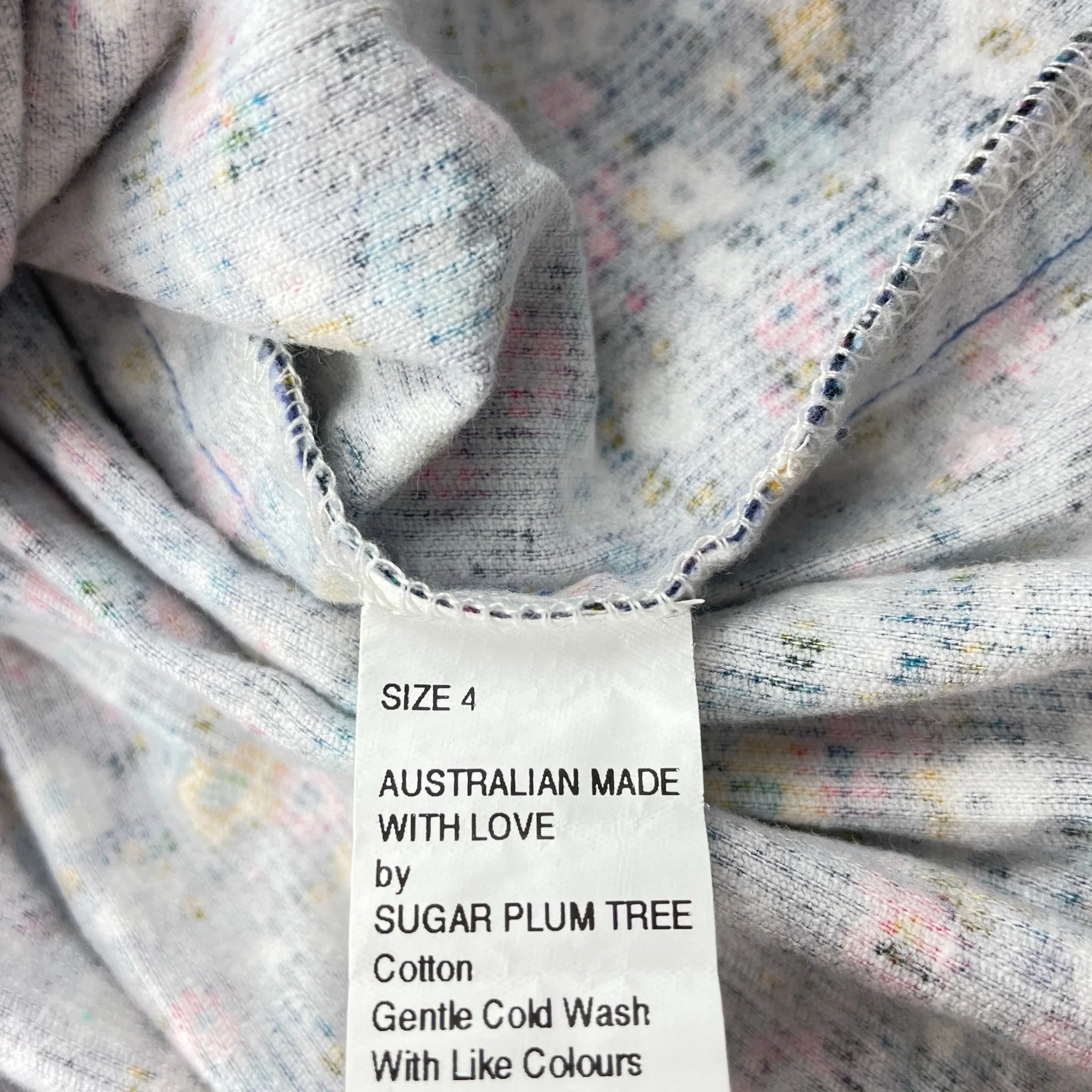 SUGAR PLUM TREE floral corduroy cotton overalls dress / pinafore, size 4, Pre-loved