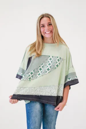 Sunny Day Fun Washed Fabric Top in Sage by Oli & Hali