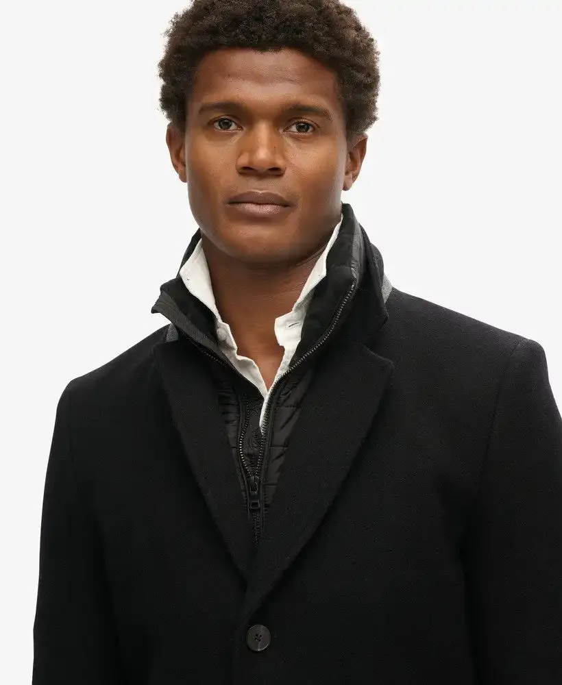 Superdry Mens 2 In 1 Towncoat Overcoat Black